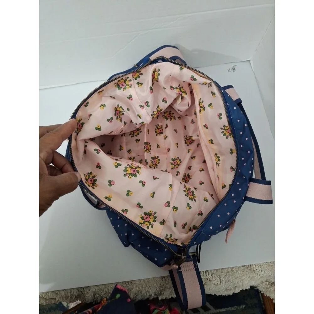 Matilda Jane The Essentials Diaper Bag Tote Navy Pink Polka Dot Travel Baby